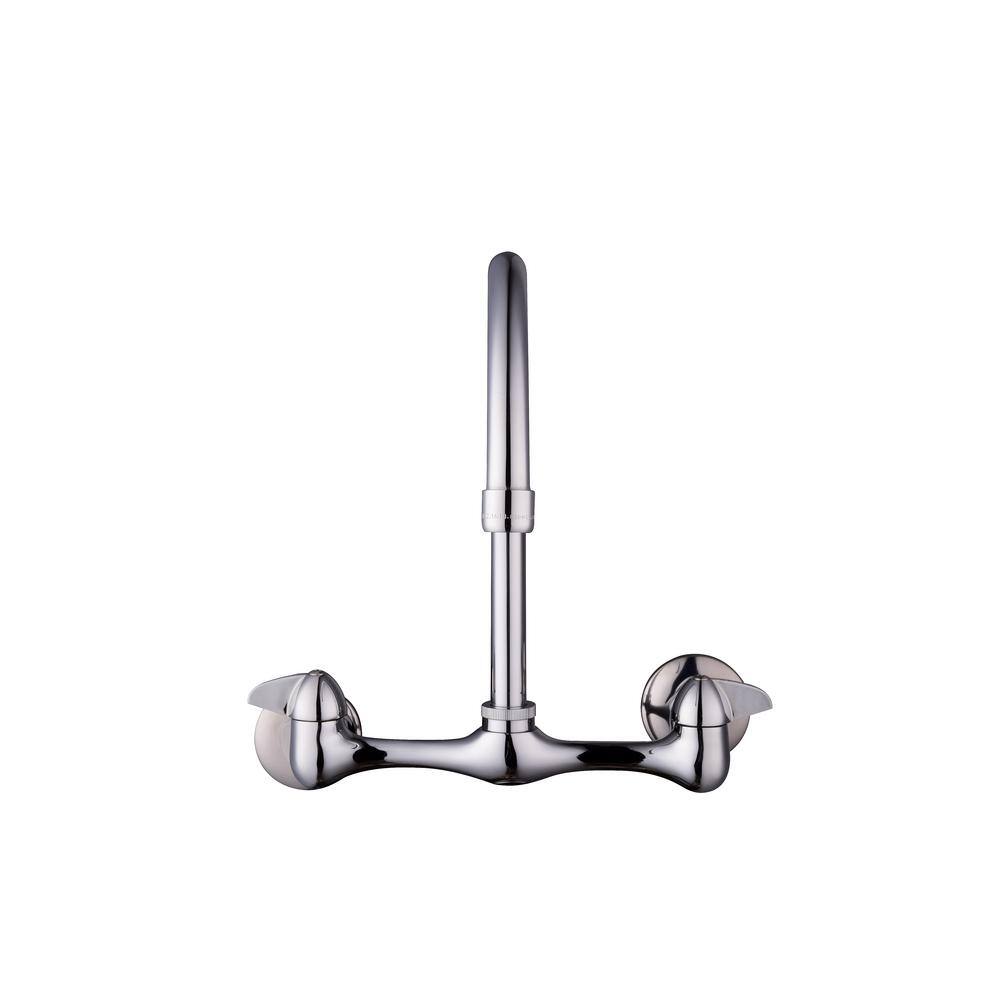 Glacier Bay Builders Double-Handle Wall Mount Standard Kitchen Faucet in Polished Chrome HD67735-0001