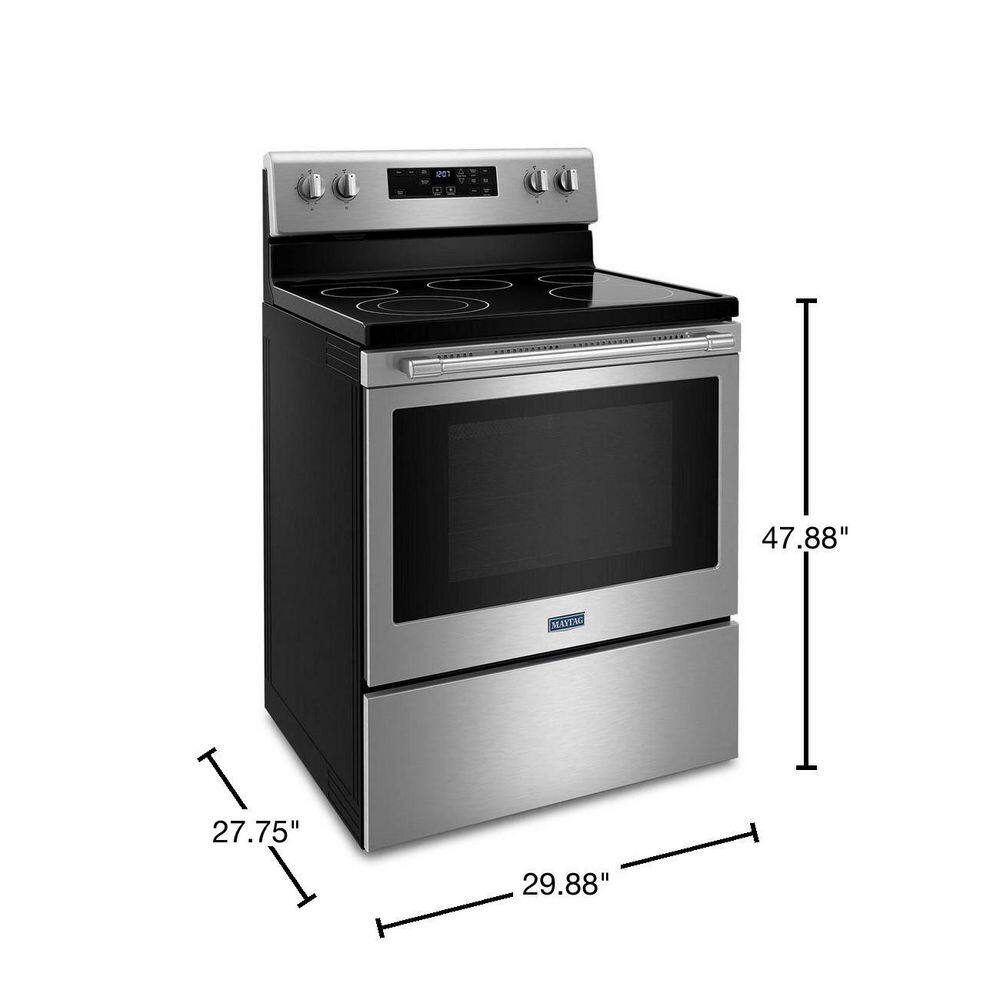 Maytag 30 in. 5.3 cu.ft. Single Oven Electric Range in Stainless Steel MER4600LS