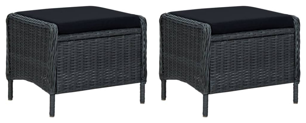 vidaXL Patio Furniture Set 3 Piece Sofa Chair with Table Poly Rattan Dark Gray   Tropical   Outdoor Lounge Sets   by vidaXL LLC  Houzz