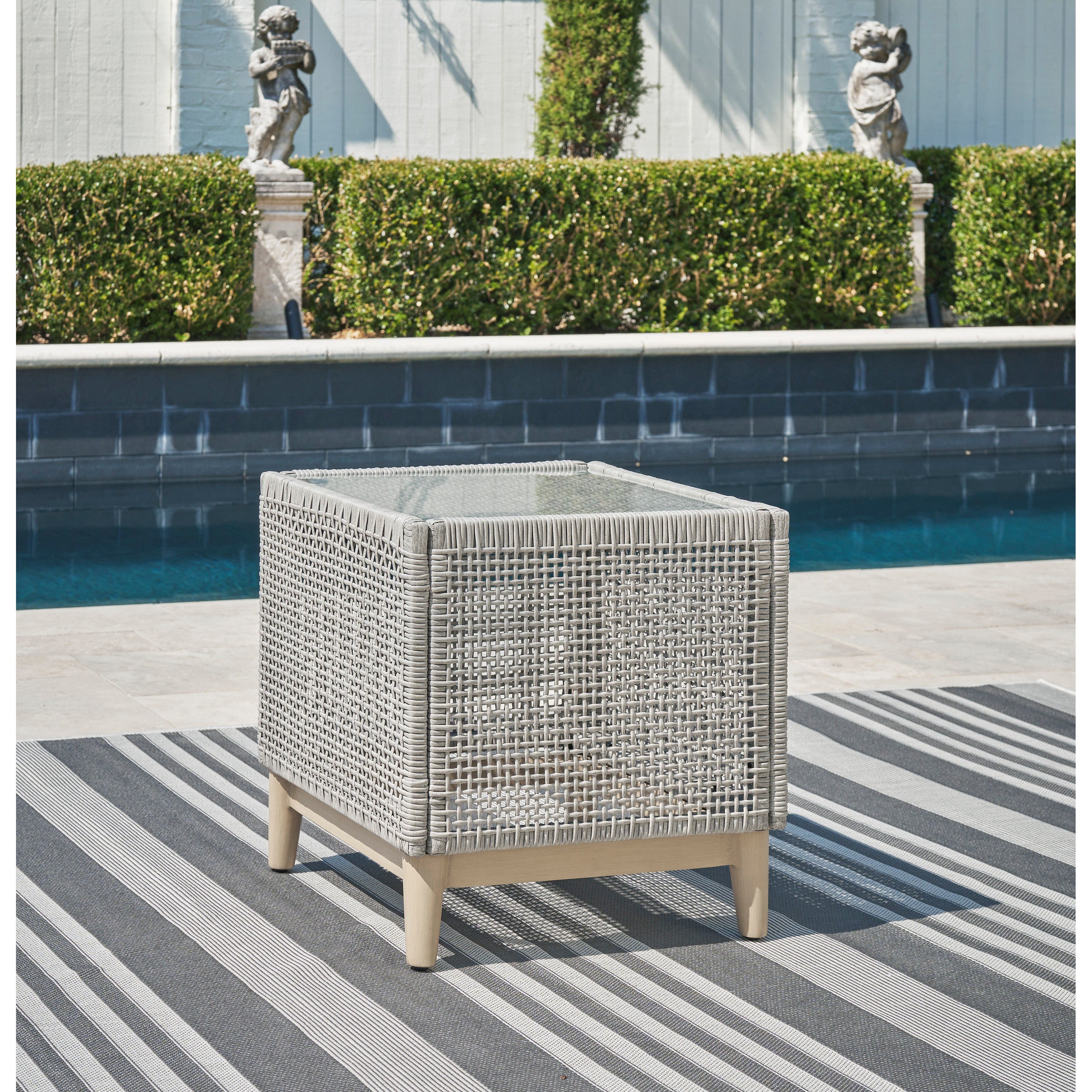 St Barts Open Weave  22 Square Side Table