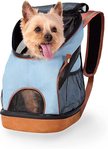 Ibiyaya New Denim Fun Lightweight Pet Backpack Cat and Dog Carrier， Denim， Small