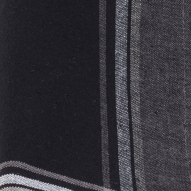 Set Of 4 Stripe Border Design Cotton Table Napkins Black Saro Lifestyle