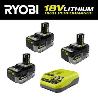 RYOBI ONE+ HP 18V HIGH PERFORMANCE Lithium-Ion 6.0 Ah Battery (2-Pack) w FREE 4.0 Ah HIGH PERFORMANCE Battery  Charger PBP2007-PSK014