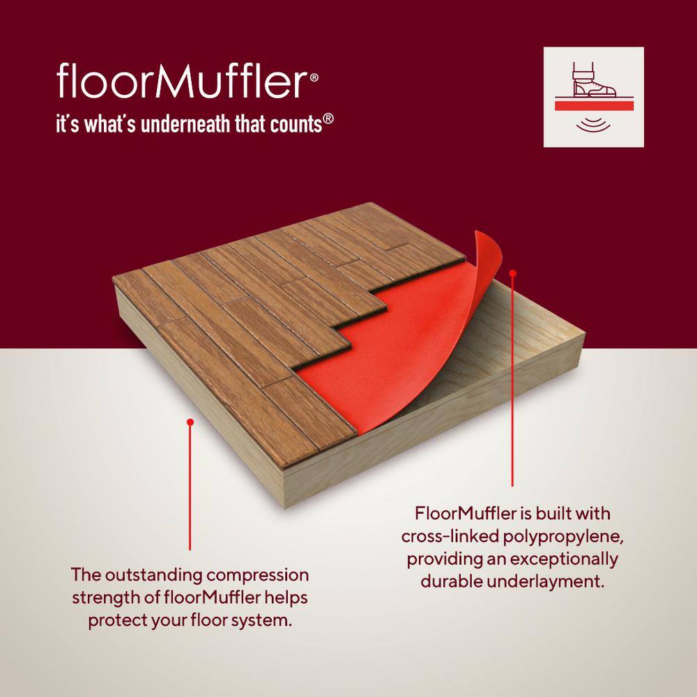 FloorMuffler 100 sq. ft Rolls 48 x in. W 25 x ft. L x 2 mm T Underlayment for Laminate Solid Hardwood and Engineered Hardwood 0264049