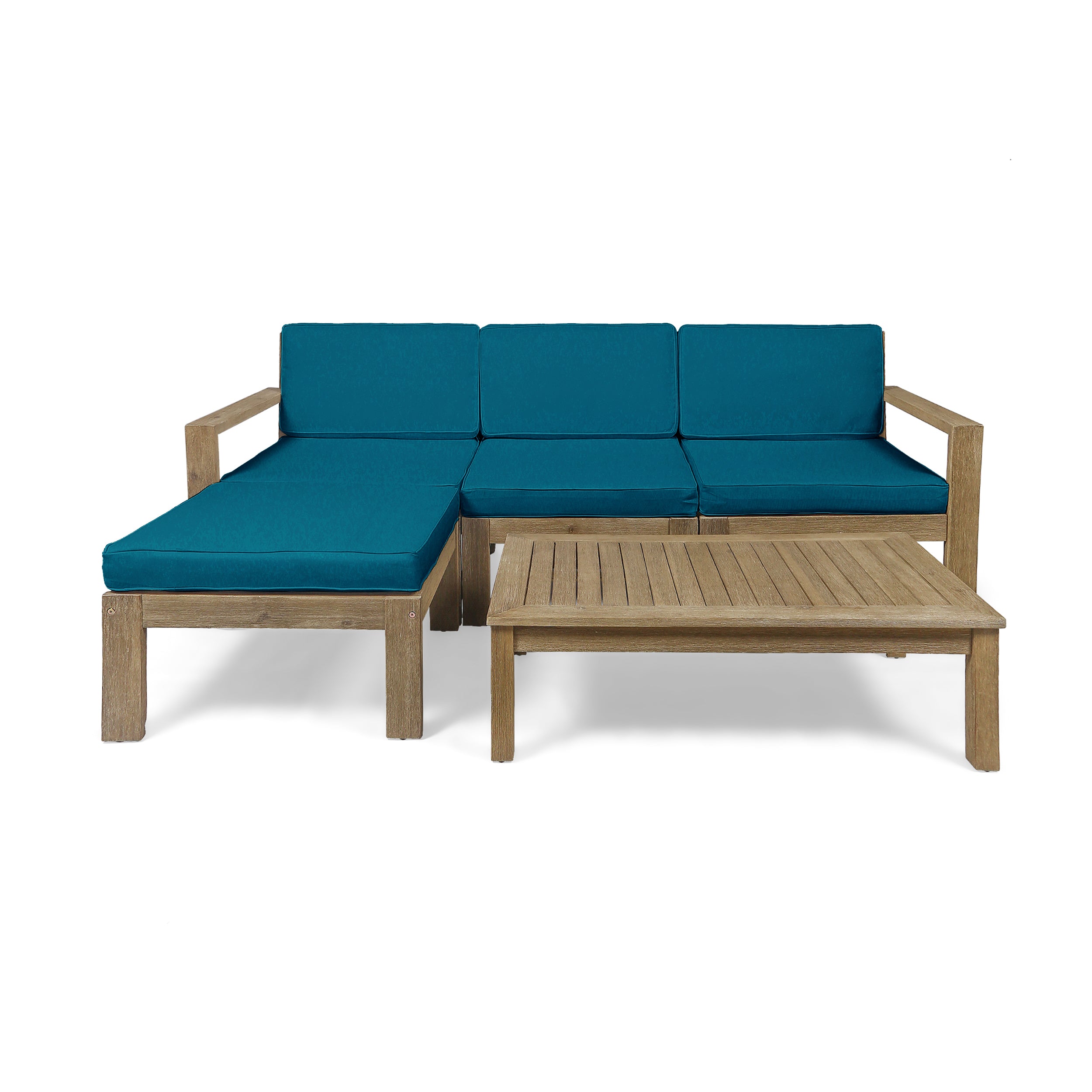 Makayla Ana Outdoor 3 Seater Acacia Wood Sofa Sectional with Cushions