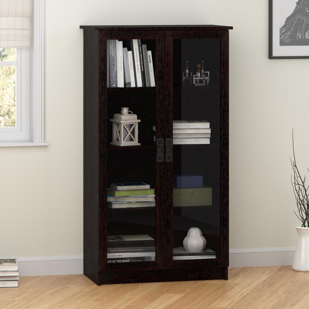 Avenue Greene Walnut Ridge Espresso Glass Door Bookcase