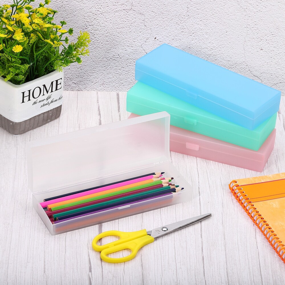 Large Capacity Pencil Cases 4pcs Pen Bag Stationery Organizer 4 Colors   Green  Blue  White  Pink