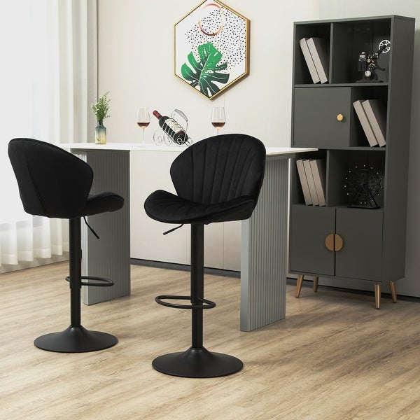 Bar Stools Set of 2 - Adjustable Barstools with Back and Footrest