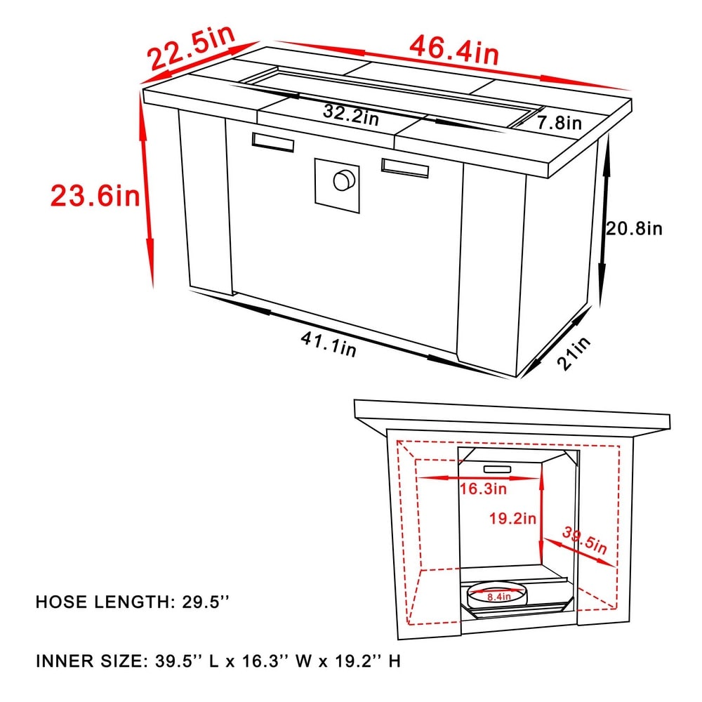 VEIKOUS Rectangle 50000 BTU Propane Gas Fire Pit Table for Outside Patio with Lid  Cover and Lava Rocks