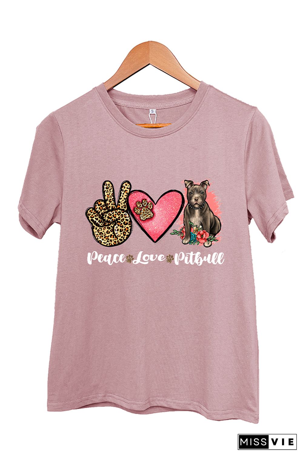 Peace Love Pitbull Short Sleeve Graphic Tee Wholesale