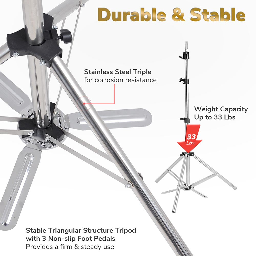 Yescom Mannequin Stand Adjustable Tripod for Cosmetology Head