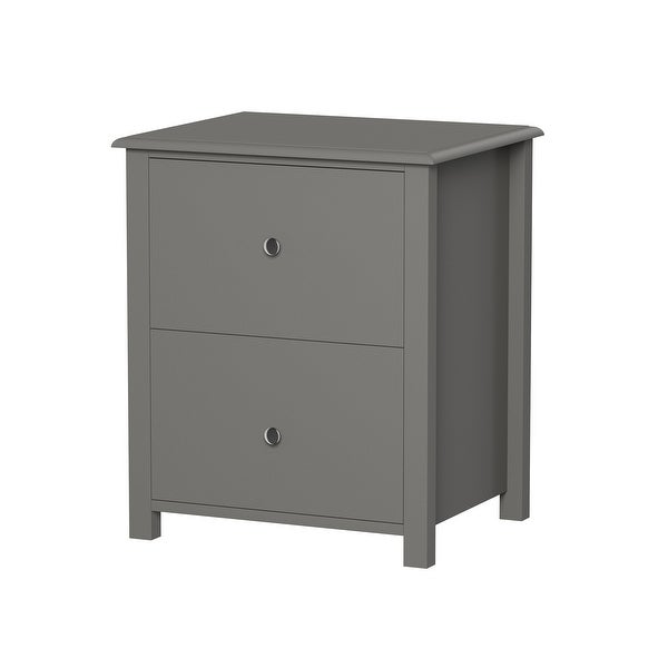 Hastings Home 2-Drawer End Table - Slate Gray