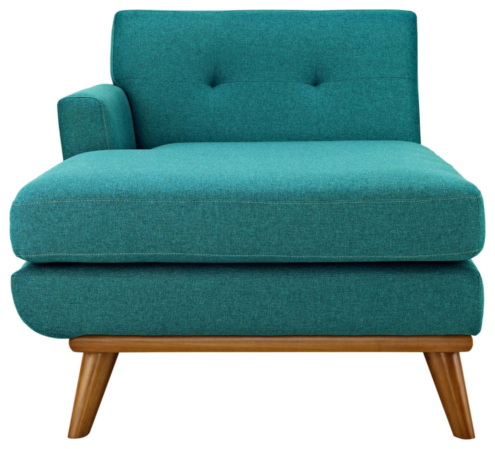 Gianni Teal Left Facing Upholstered Fabric Chaise   Midcentury   Indoor Chaise Lounge Chairs   by Love Sofa  Houzz