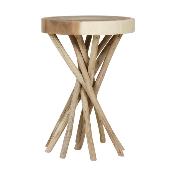 Cross Cut Accent Table with Branch Bundle Base