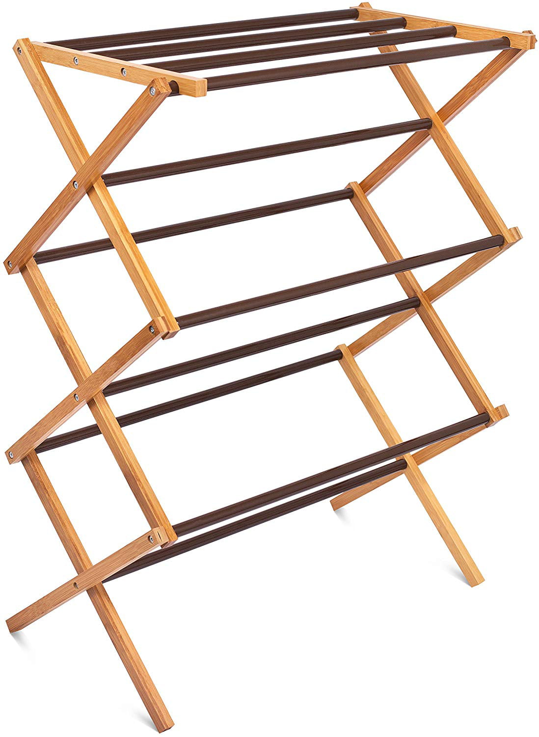 BirdRock Home 3-Tier Folding Steel Clothes Drying Rack - Walnut