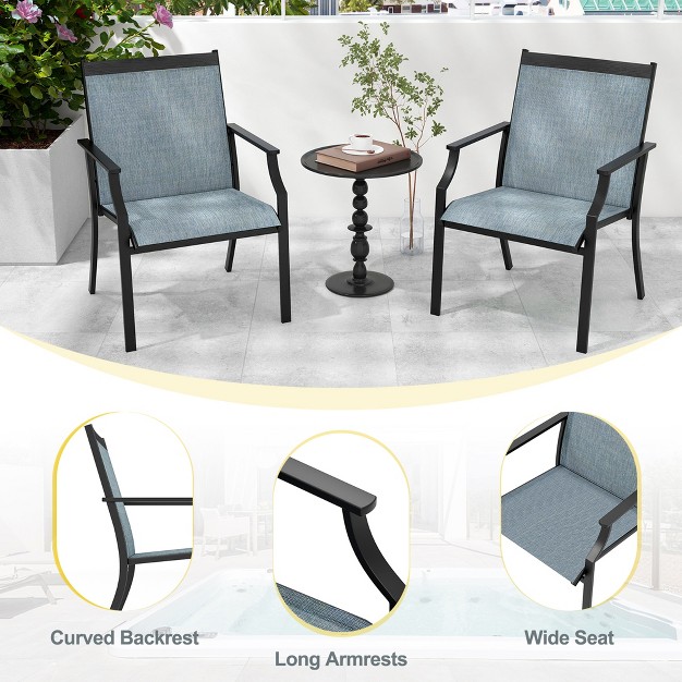 Tangkula Set Of 4 Patio Dining Chairs Outdoor Armchairs W Sturdy Metal Frame