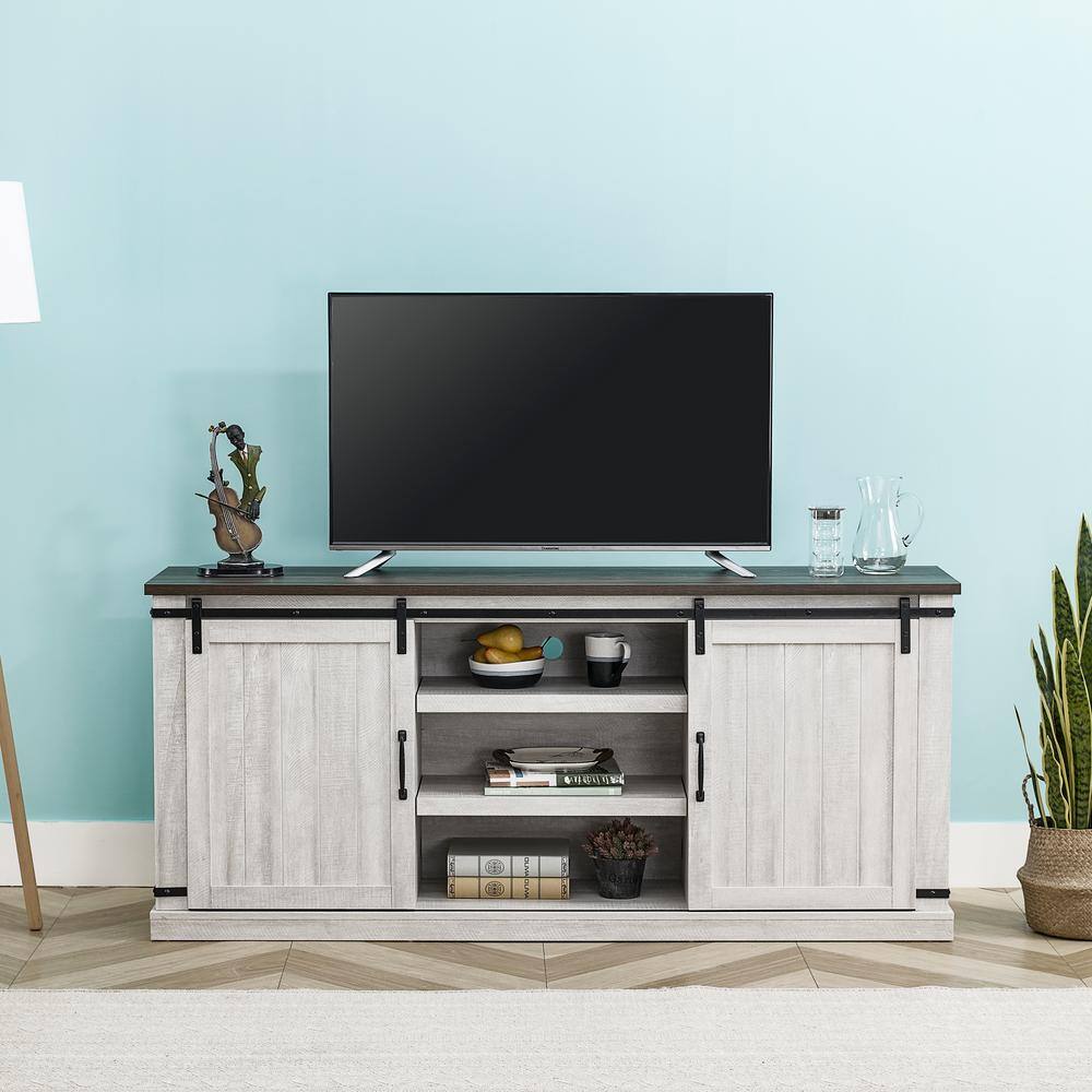 FESTIVO 68 in. White TV Stand for TVs Up to 70 in. FTS20721