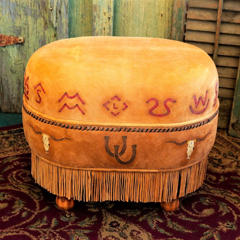 Butterscotch Deer Suede Ottoman   Southwestern   Footstools And Ottomans   by Your Western Decor  Houzz