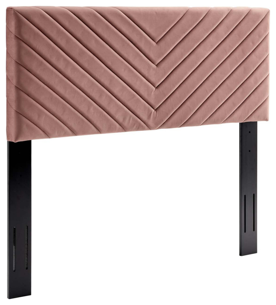 Alyson Angular Channel Tufted Performance Velvet Twin Headboard Dusty Rose   Transitional   Headboards   by Homesquare  Houzz