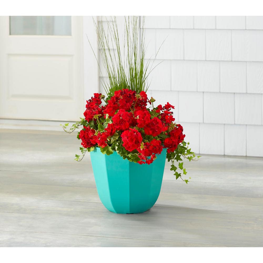 Vigoro 16 in. Lucinda Large Aqua Plastic Planter (16 in. D x 13 in. H) with Drainage Hole PS00457N-16M2