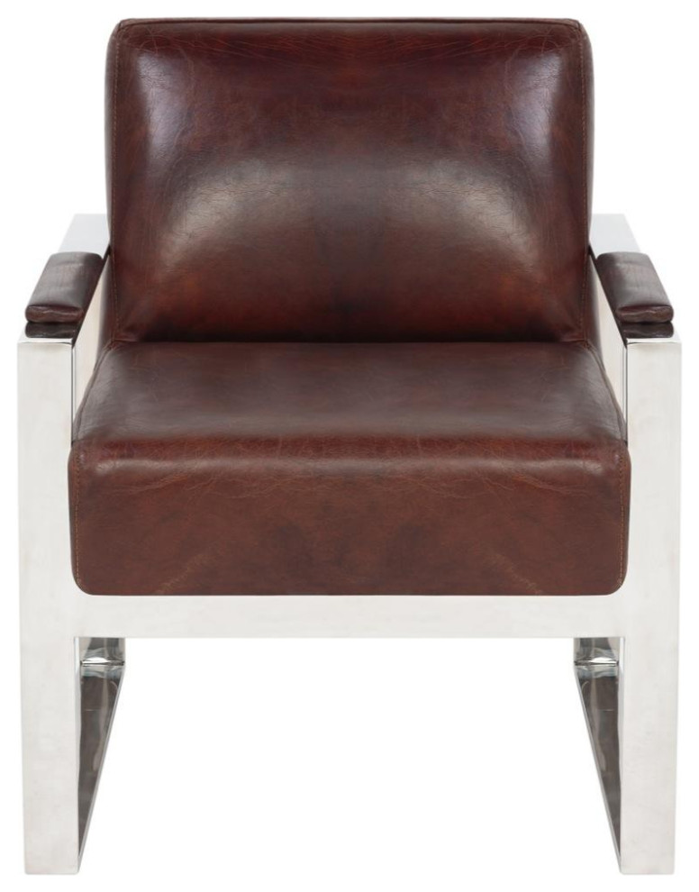 ard Occassional Leather Chair Vintage Cigar Brown   Contemporary   Armchairs And Accent Chairs   by Love Sofa  Houzz