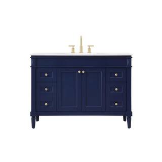 Simply Living 48 in. W x 21 in. D x 35 in. H Bath Vanity in Blue with Ivory White Quartz Top SL95544BL