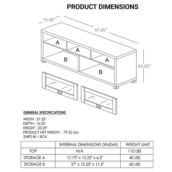 Modern Designs Brighton Console Style TV Stand for TVs up to 60-inch