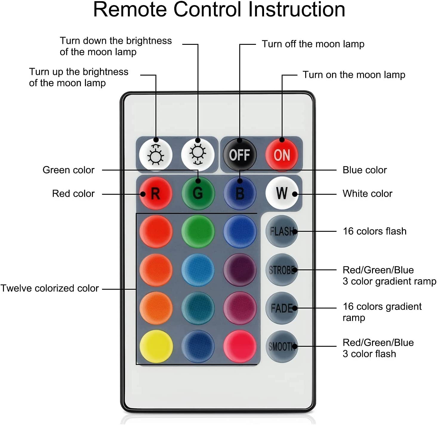 Lava Lamp Moon Lamp with 16 LED Colors， Touch and Remote Control