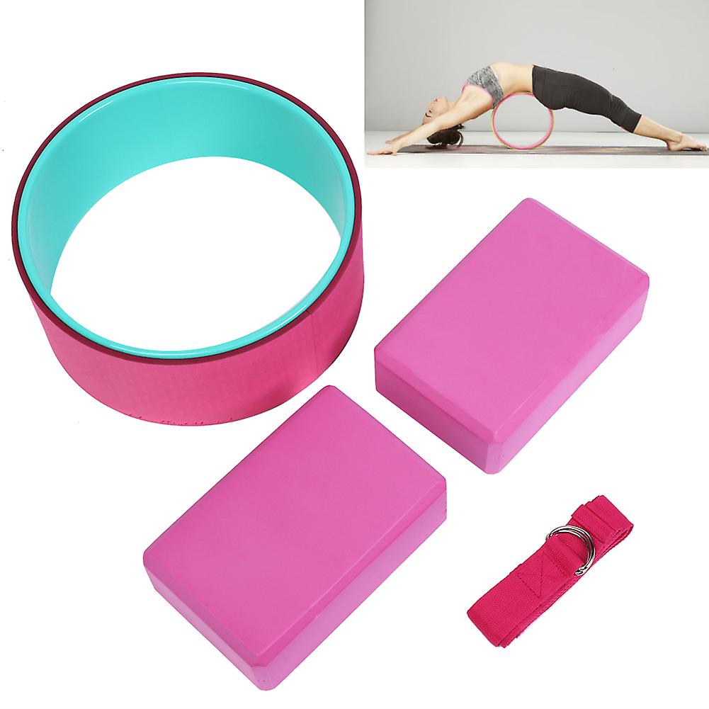 4pcs Yoga Wheel Yoga Block Yoga Stretch Belt Strap Back Pain Stretching Fitness Set