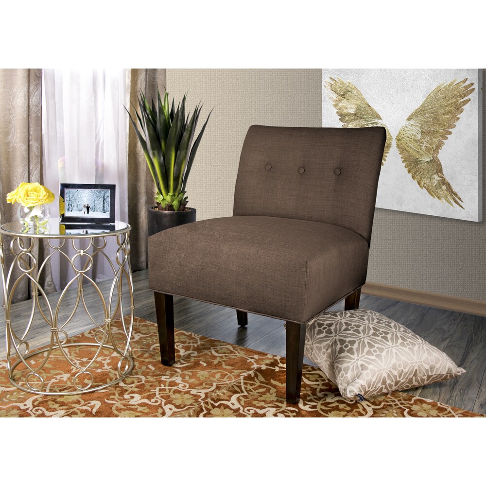 MJL Furniture Obsession Button Tufted Accent Chair in Brownstone (AS IS)