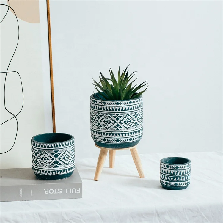 Garden supplies manufacturer indoor garden home decor bluk small cement flower pots modern planter pot