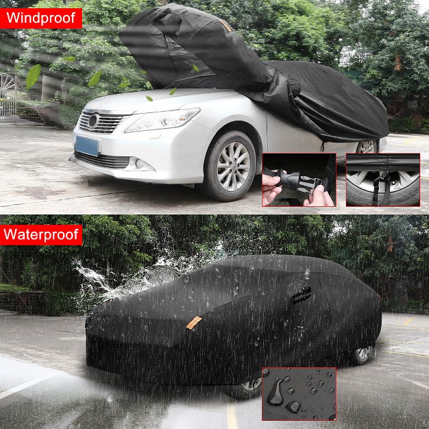 Unique Bargains Waterproof Heat Resistant With Driver Door Zipper And Reflective Strips Car Cover