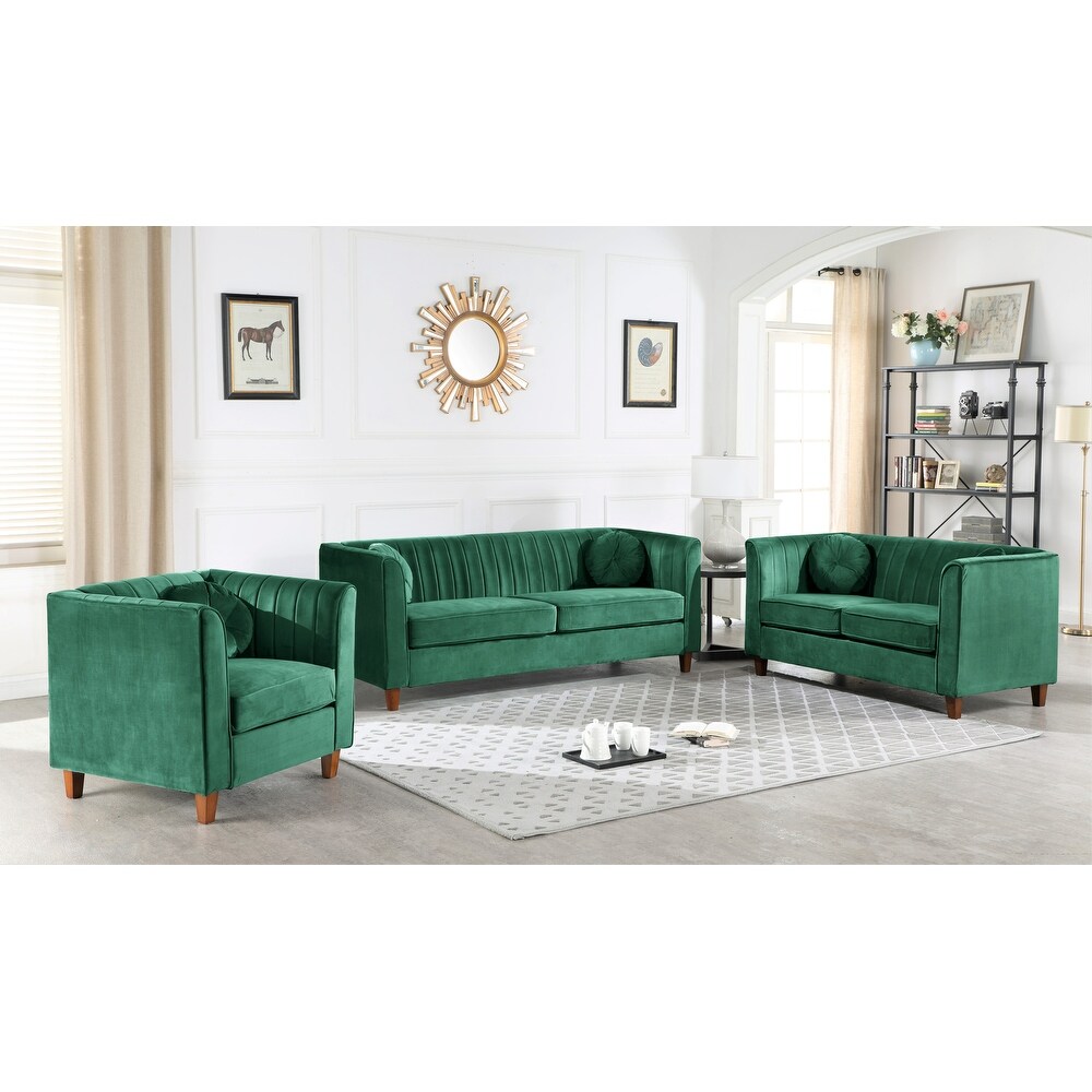 Lowery Kitts Velvet Classic Chesterfield Living Room Set