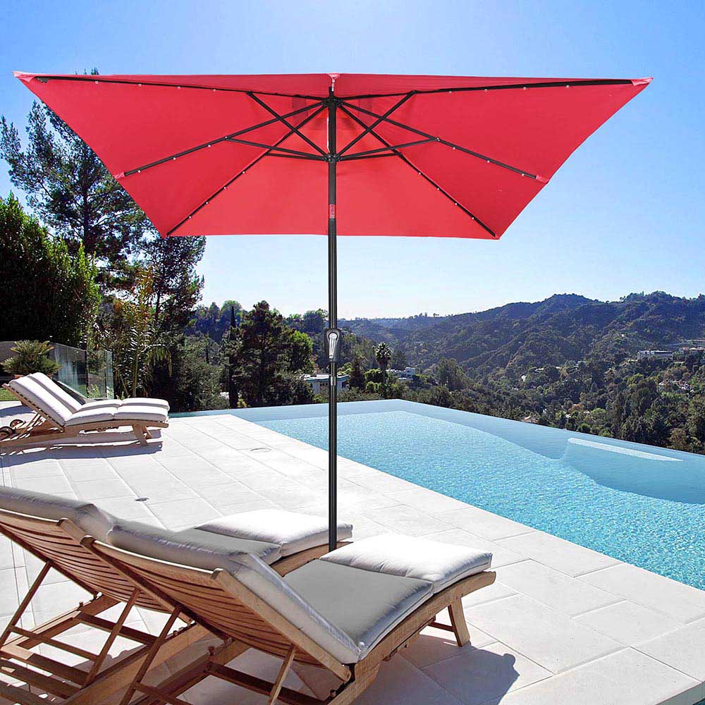 Yescom Prelit Patio Umbrella with Lights Square 9' 8-Rib