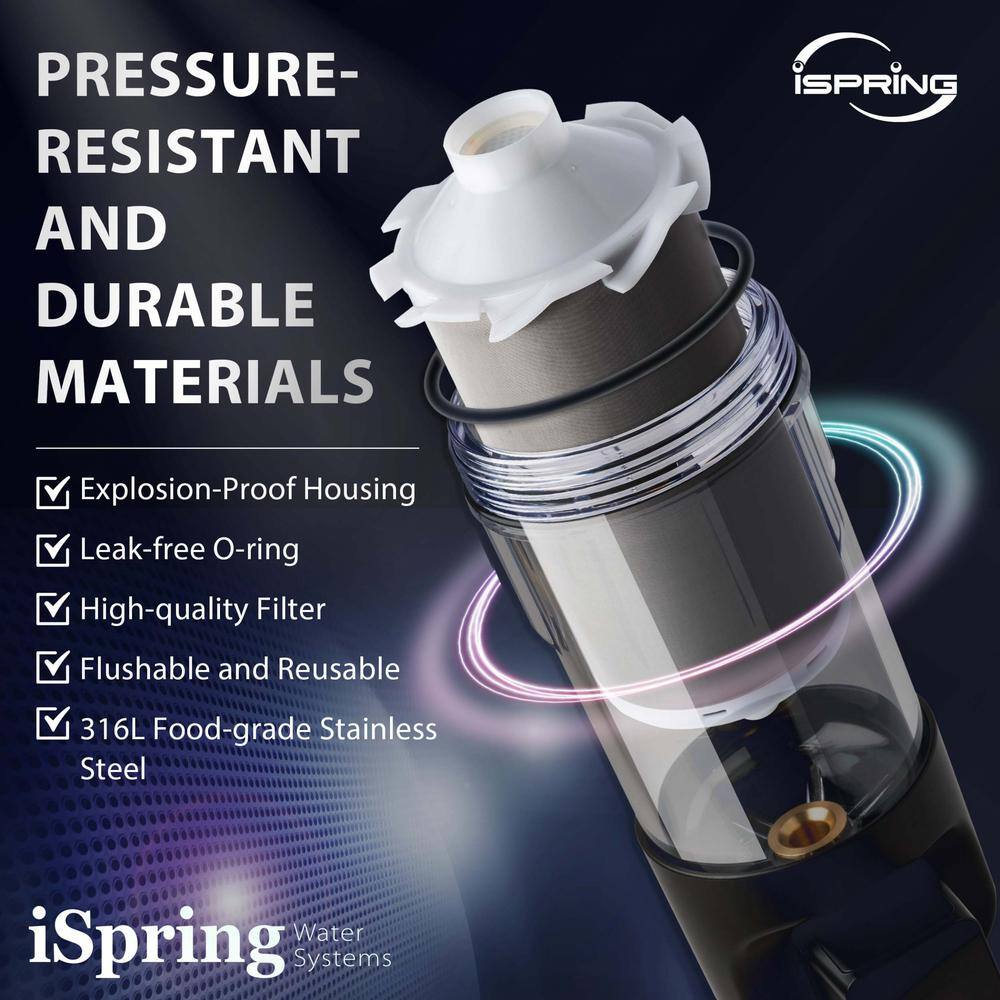 ISPRING WSP200ARJ Spin-Down Sediment Water Filter Jumbo Size Large Capacity Reusable with Touch-Screen Auto Flushing Module WSP200ARJ