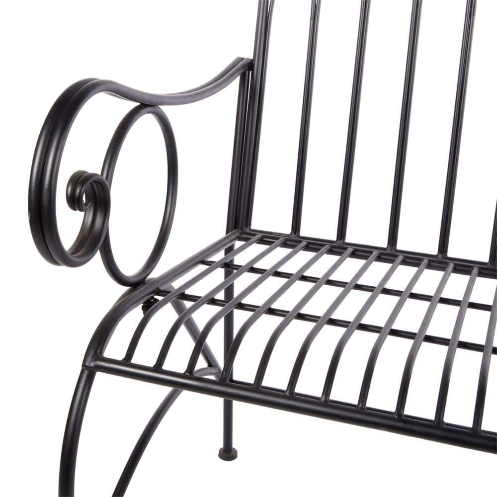 Alpine Corporation 44 in. L 2-Person Black Classic Metal Indoor/Outdoor Garden Bench BAZ424