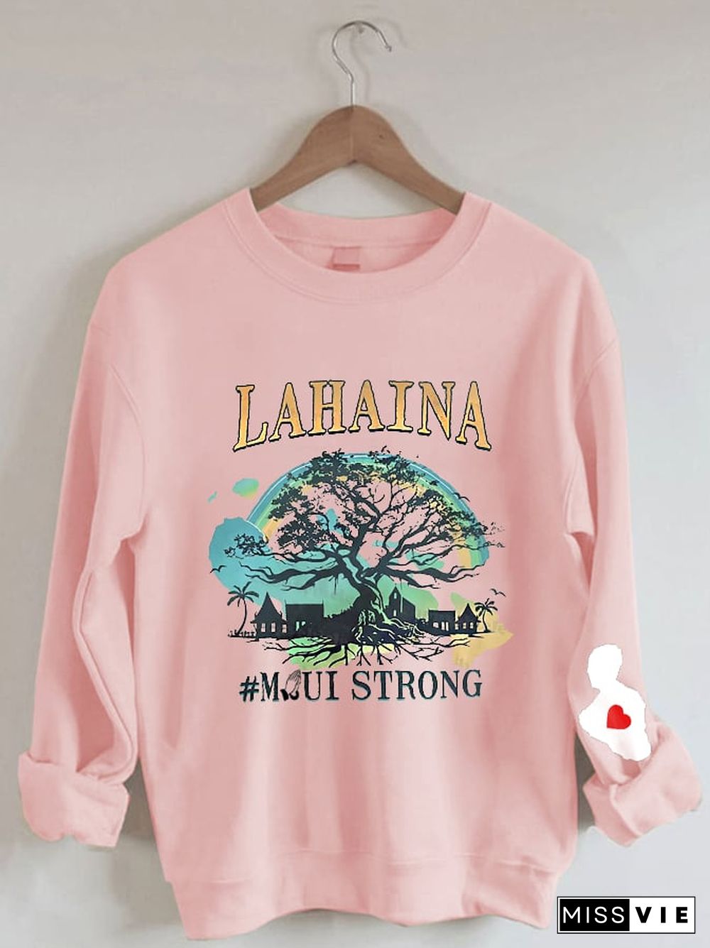 Women's Lahaina Strong Hawaii Lahaina Banyan Tree Print Crew Neck Sweatshirt