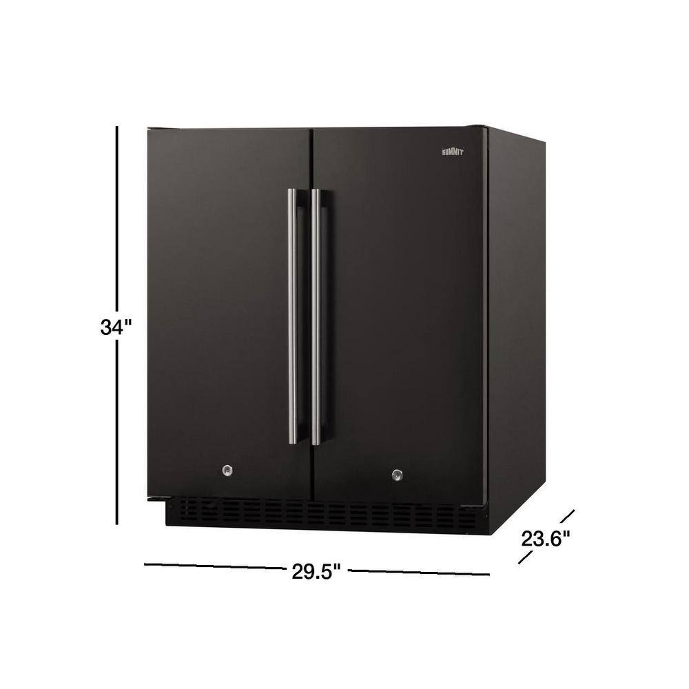 Summit Appliance 30 in. 5.4 cu. ft. Built-In Side by Side Refrigerator in Black Counter Depth FFRF3070BK