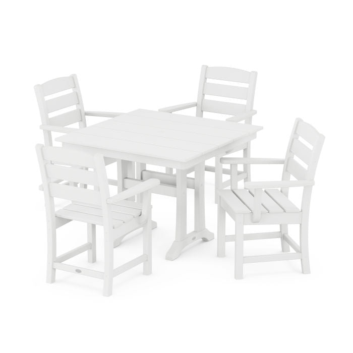 Polywood Lakeside 5-Piece Farmhouse Trestle Arm Chair Dining Set PWS638-1