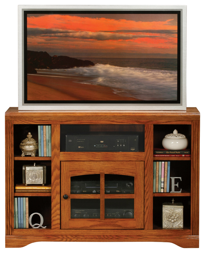 Oak Ridge Thin Screen TV Cart with Bookcase Sides   Transitional   Entertainment Centers And Tv Stands   by Eagle Furniture  Houzz