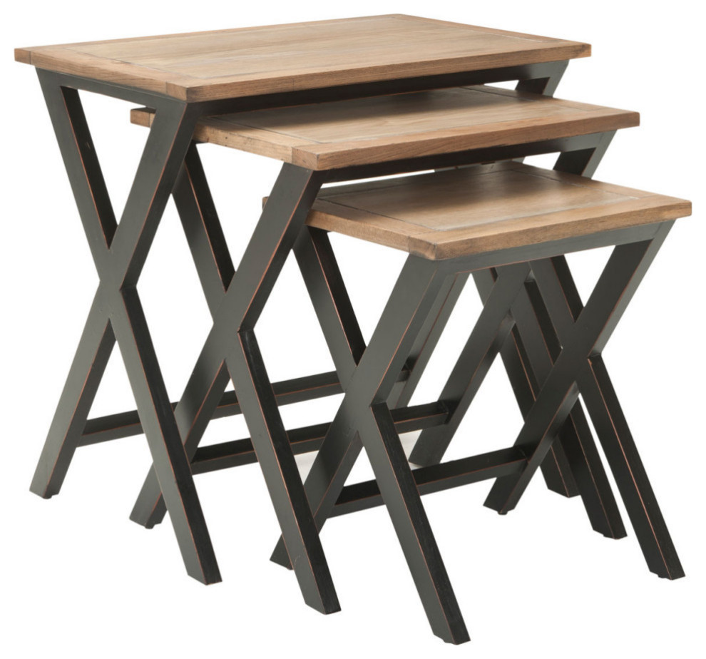 Rigsby Stacking Tray Tables  Black Oak   Industrial   Coffee Table Sets   by Rustic Home Furniture Deco  Houzz