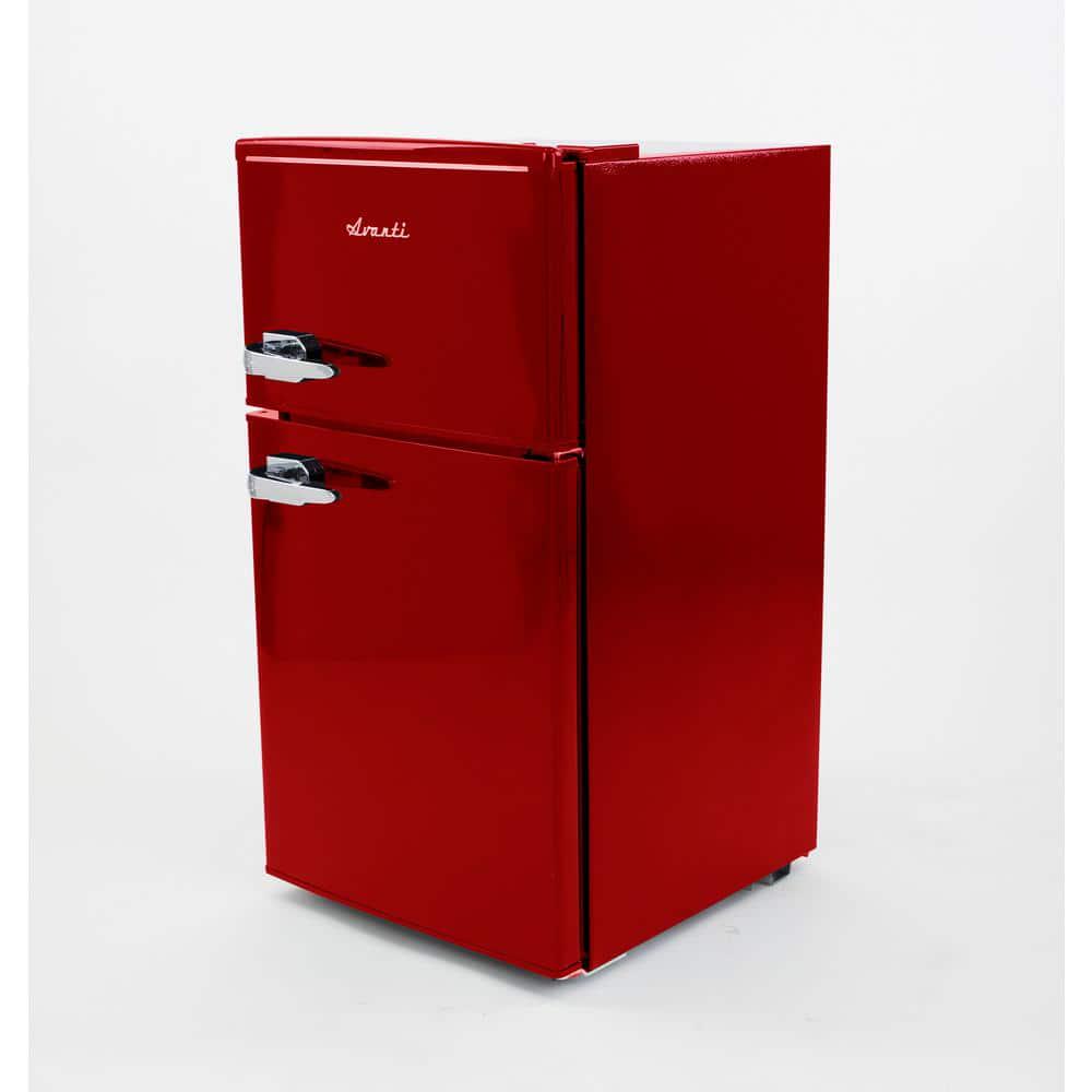 Avanti 30 cu ft Retro 2 Door Mini Fridge in Red with Freezer