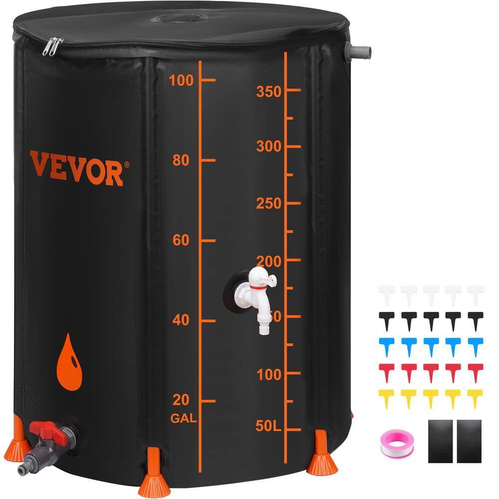 VEVOR 100 Gal. Rain Barrel 1000D PVC Rainwater Collection System Water Tank Storage Container for Garden Water Catcher ZDYSTJL100PVCHTGYV0