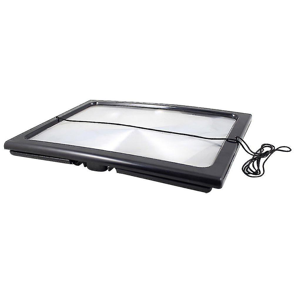 A4 Desktop Magnifying Glass Hand-free Rectangular Full-page Magnifier 4 Led Lights Illuminated 3x Re