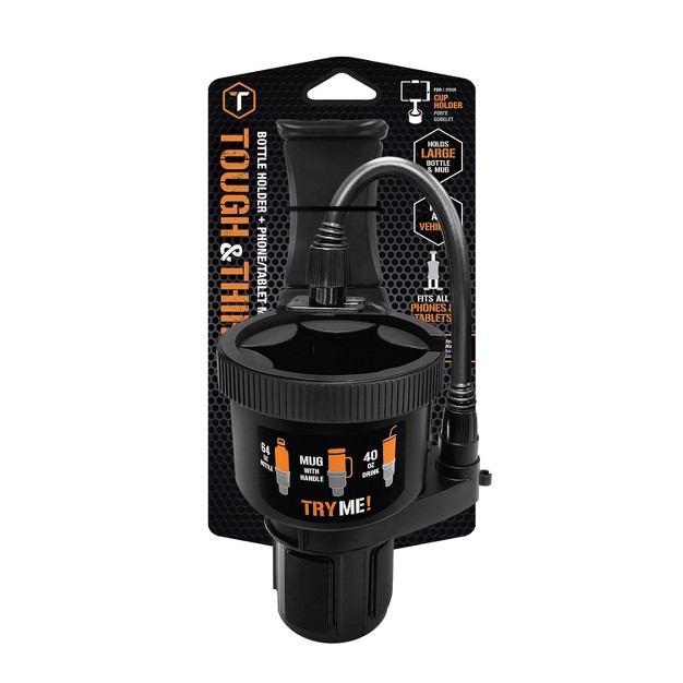 Toughtested Tough And Thirsty Big Mouth Cupholder Mount With Universal Phone Gps And Tablet Grip