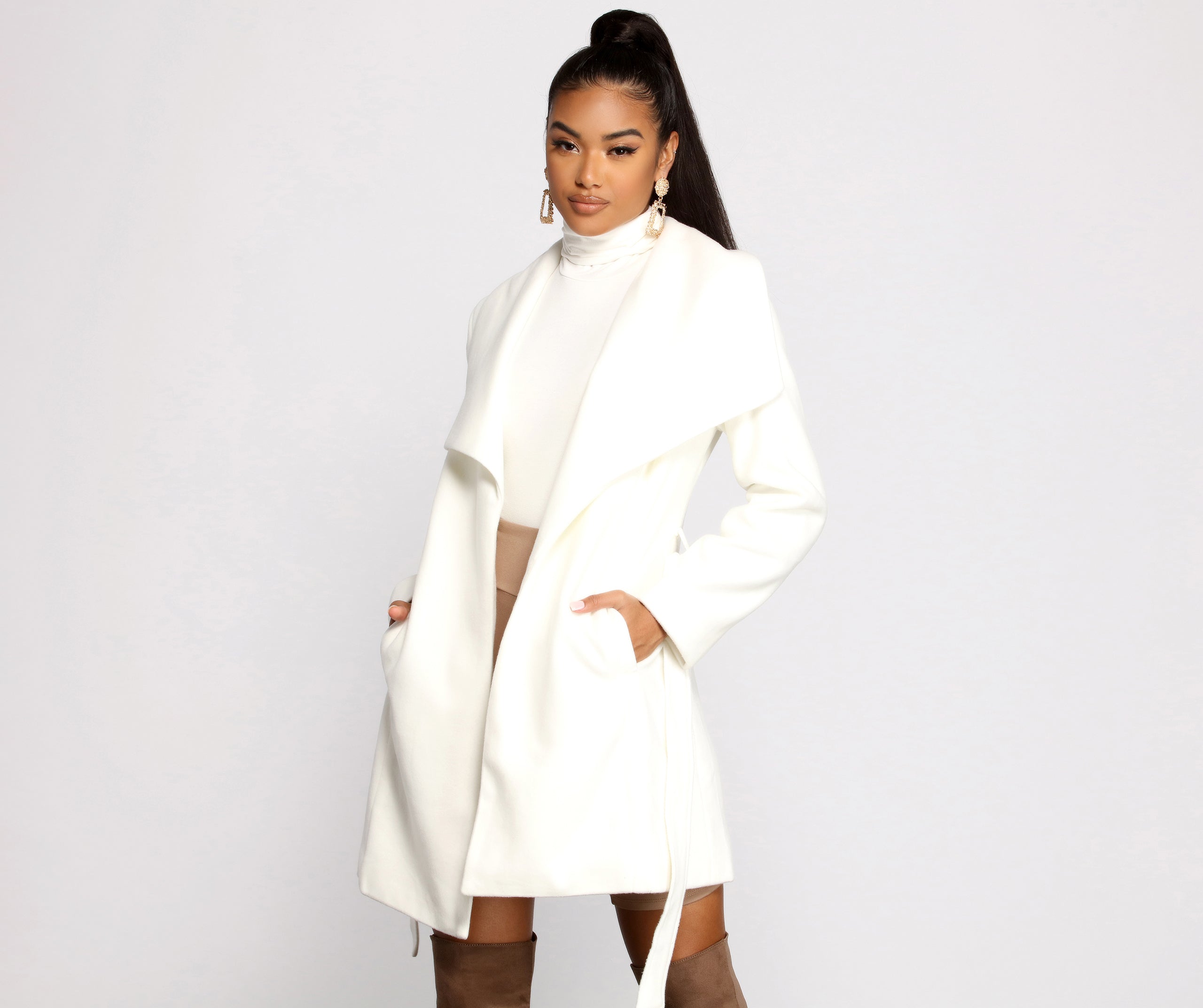 So Fab Fleece Belted Trench Coat