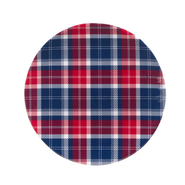 Set Of 6 Patriotic Plaid Melamine Salad dining Plates Certified International