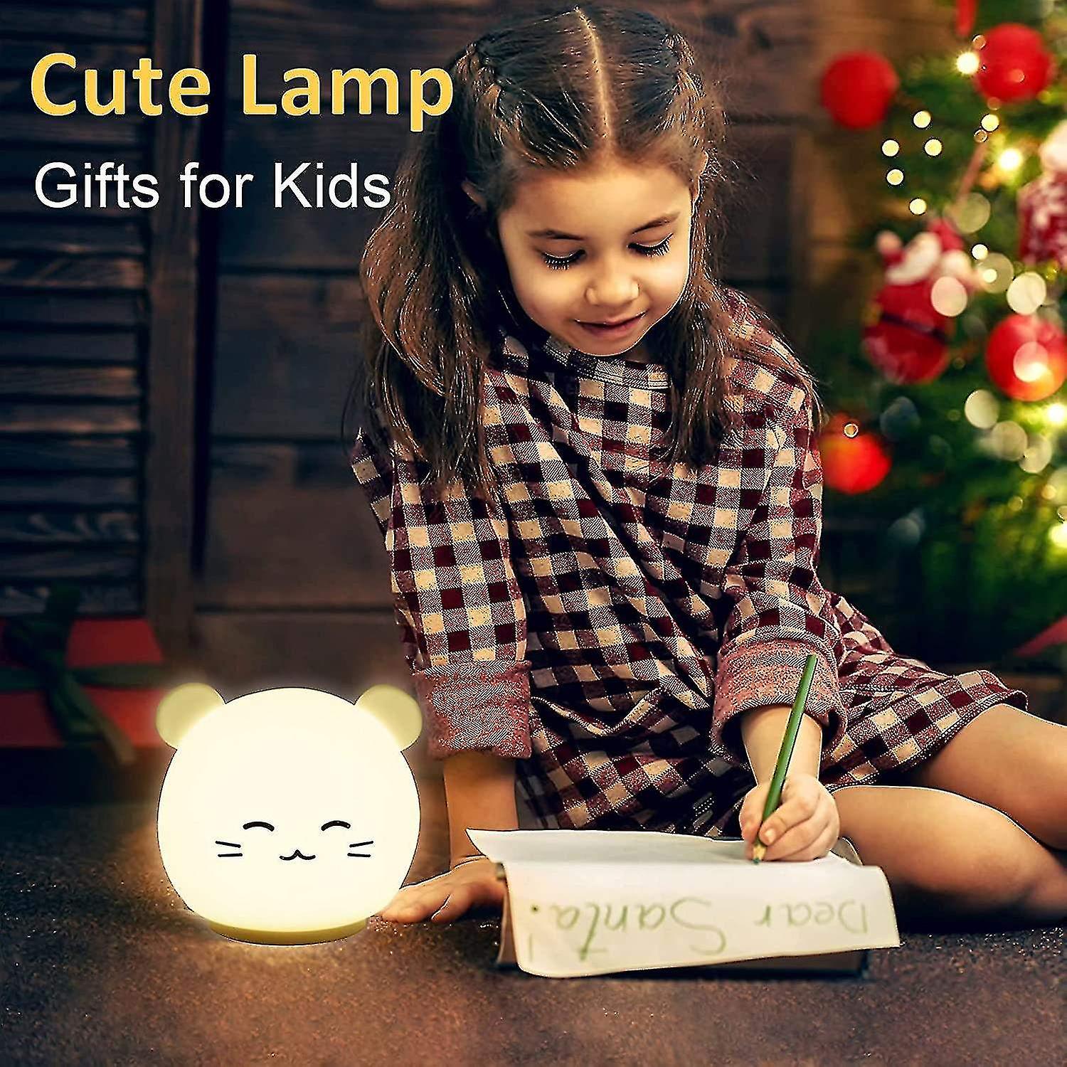 Liangnv Cute Night Lights For Kids Bedroom Cat Lamp 7 Color Changing Silicone Touch Baby Night Light