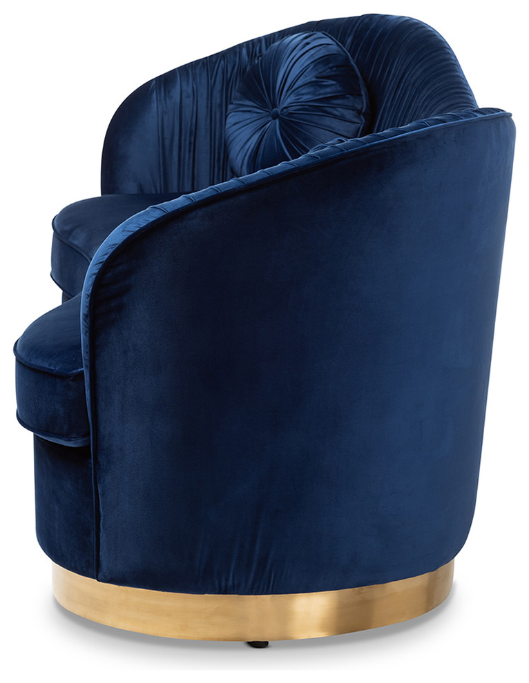 Evelina Glam Royal Blue Velvet Fabric Gold Sofa   Contemporary   Sofas   by Baxton Studio  Houzz