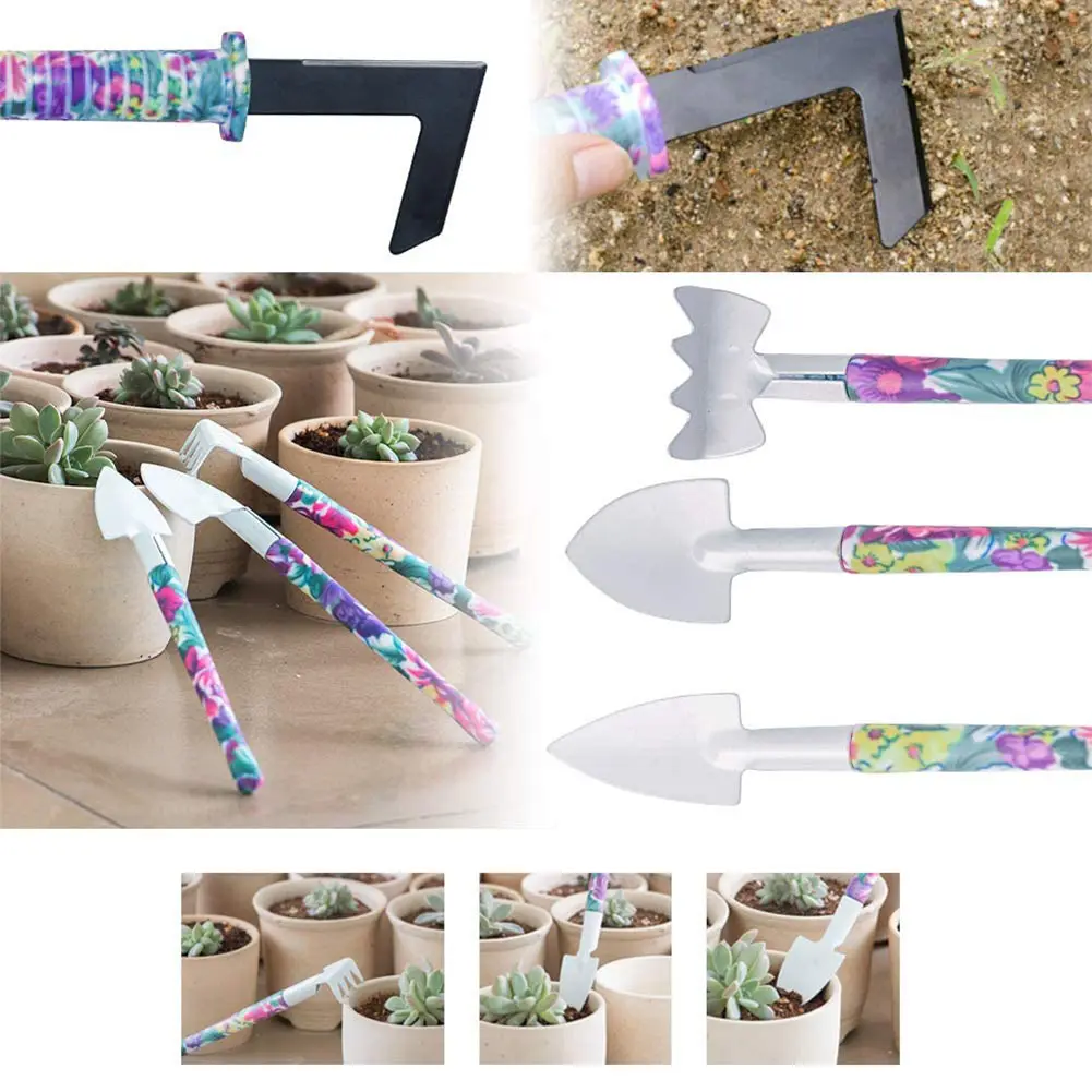 Hot Sale New Design Stainless Steel Floral Garden Hand Tool Set Gift Set with Non Slip Rubber Grip Garden Hand Tool Set